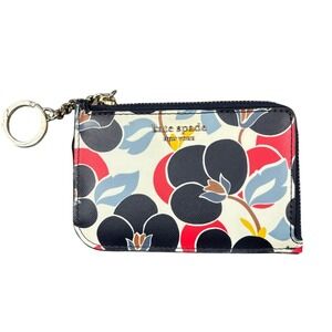 Kate Spade New York Floral Card Holder Wallet Keychain Zip Coin Purse PreppyCore
